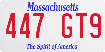 MA license plate 447GT9