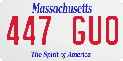 MA license plate 447GU0