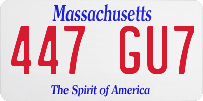 MA license plate 447GU7