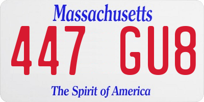 MA license plate 447GU8