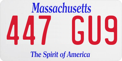 MA license plate 447GU9