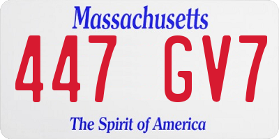 MA license plate 447GV7