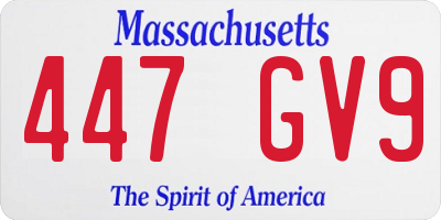 MA license plate 447GV9