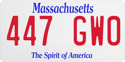 MA license plate 447GW0