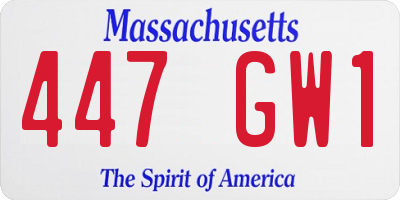 MA license plate 447GW1