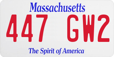 MA license plate 447GW2