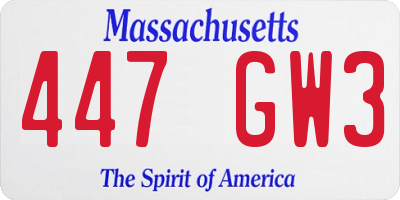 MA license plate 447GW3