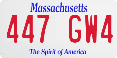 MA license plate 447GW4