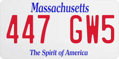 MA license plate 447GW5