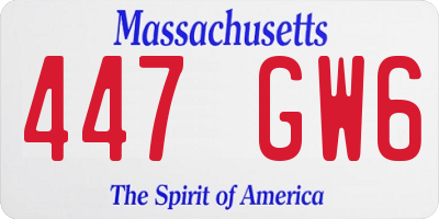 MA license plate 447GW6