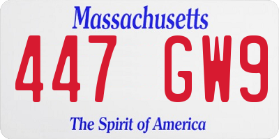 MA license plate 447GW9