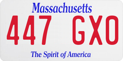 MA license plate 447GX0