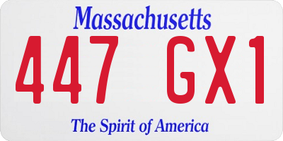 MA license plate 447GX1