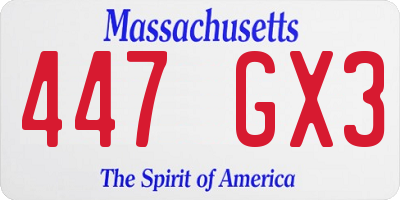 MA license plate 447GX3
