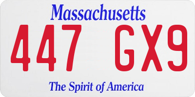 MA license plate 447GX9