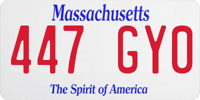 MA license plate 447GY0