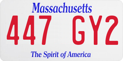 MA license plate 447GY2
