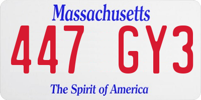 MA license plate 447GY3