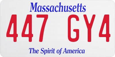 MA license plate 447GY4