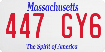 MA license plate 447GY6