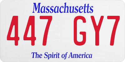 MA license plate 447GY7