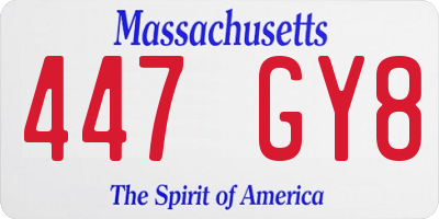 MA license plate 447GY8