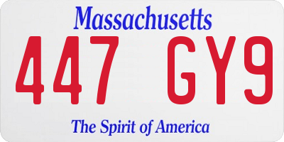 MA license plate 447GY9