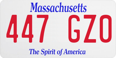 MA license plate 447GZ0