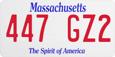 MA license plate 447GZ2
