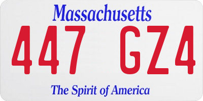 MA license plate 447GZ4