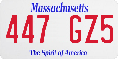 MA license plate 447GZ5