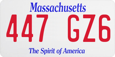 MA license plate 447GZ6