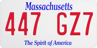 MA license plate 447GZ7