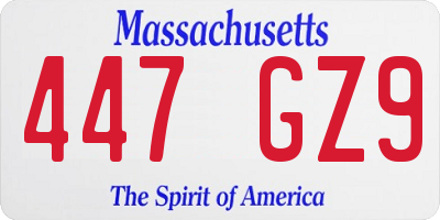 MA license plate 447GZ9