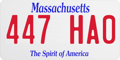 MA license plate 447HA0