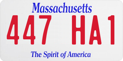 MA license plate 447HA1
