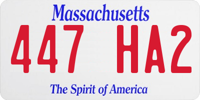 MA license plate 447HA2