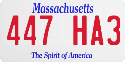 MA license plate 447HA3