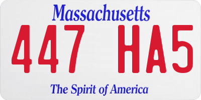 MA license plate 447HA5