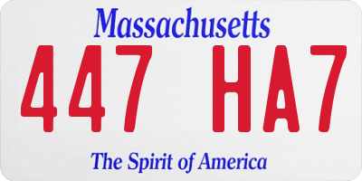MA license plate 447HA7