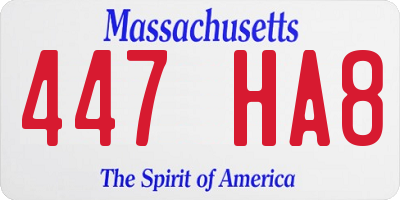 MA license plate 447HA8