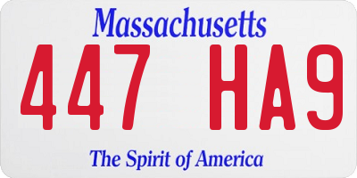 MA license plate 447HA9