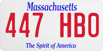 MA license plate 447HB0