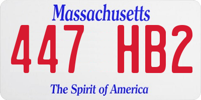 MA license plate 447HB2