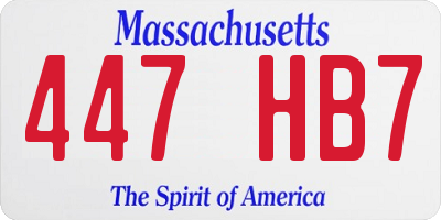 MA license plate 447HB7
