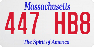 MA license plate 447HB8