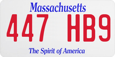 MA license plate 447HB9