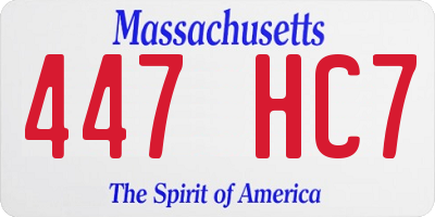 MA license plate 447HC7
