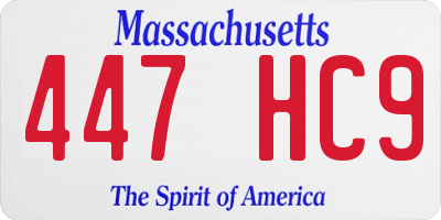 MA license plate 447HC9