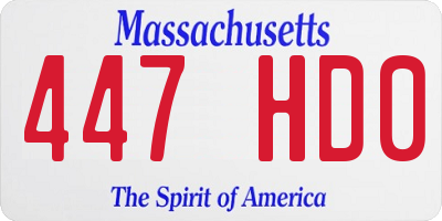 MA license plate 447HD0